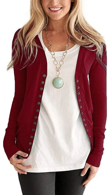 Ami - Modern Low Cut V-Neck Cardigan