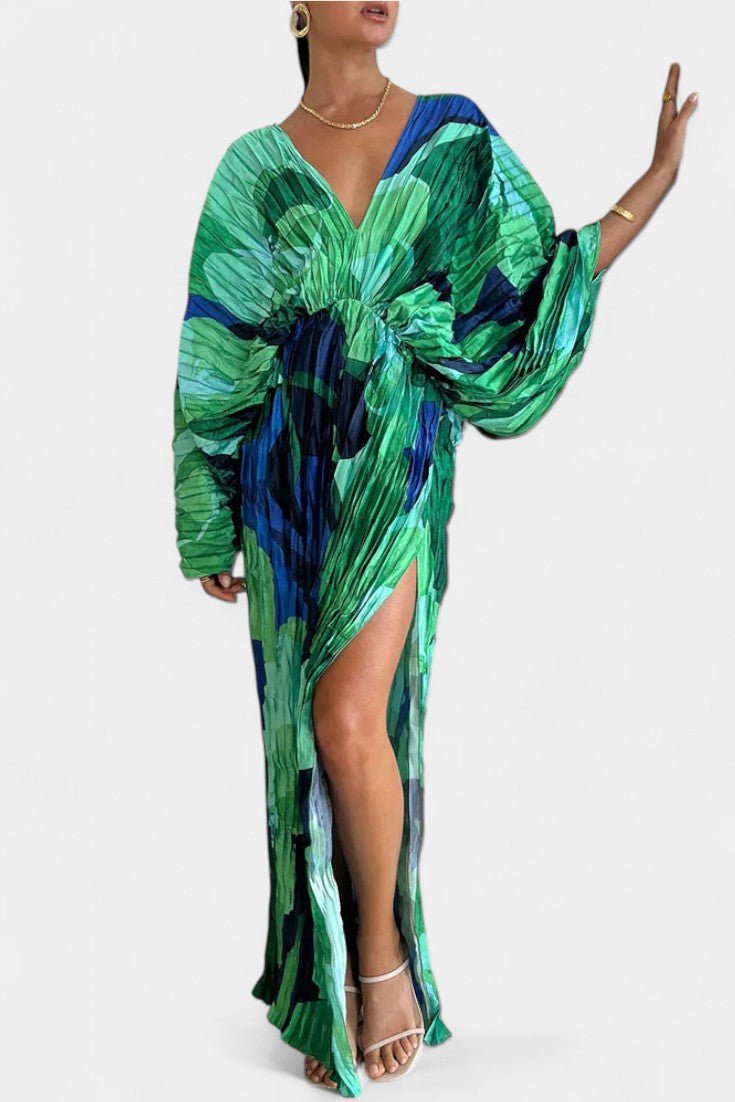Rebecca | Pleated Cut-Out Maxi Dress