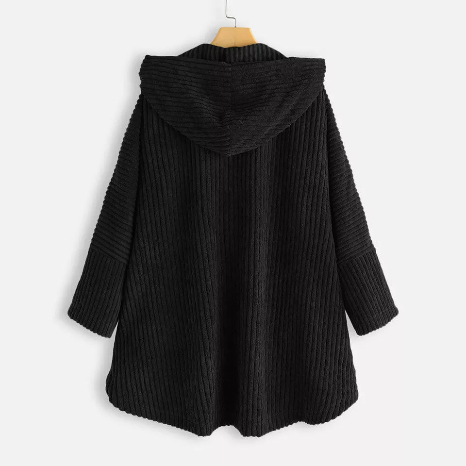 Aria - Comfortable Ribbed Hooded Coat