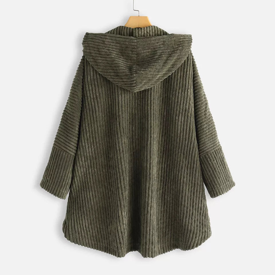 Aria - Comfortable Ribbed Hooded Coat