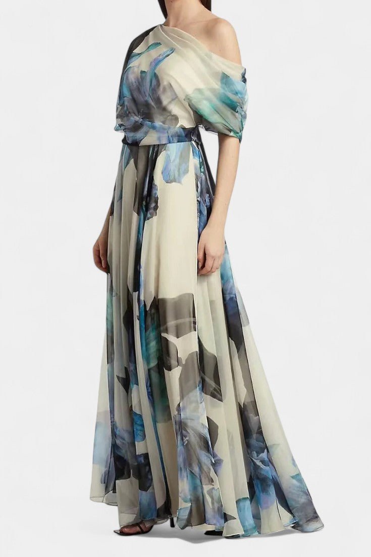Sanaa | One-Shoulder Abstract Floral Maxi Dress