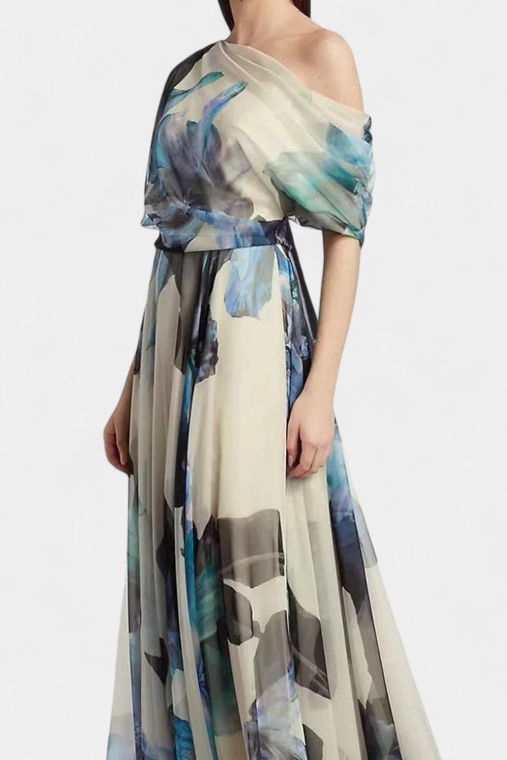 Sanaa | One-Shoulder Abstract Floral Maxi Dress