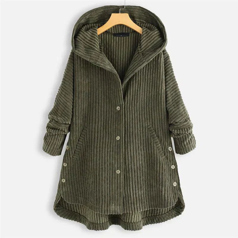 Aria - Comfortable Ribbed Hooded Coat