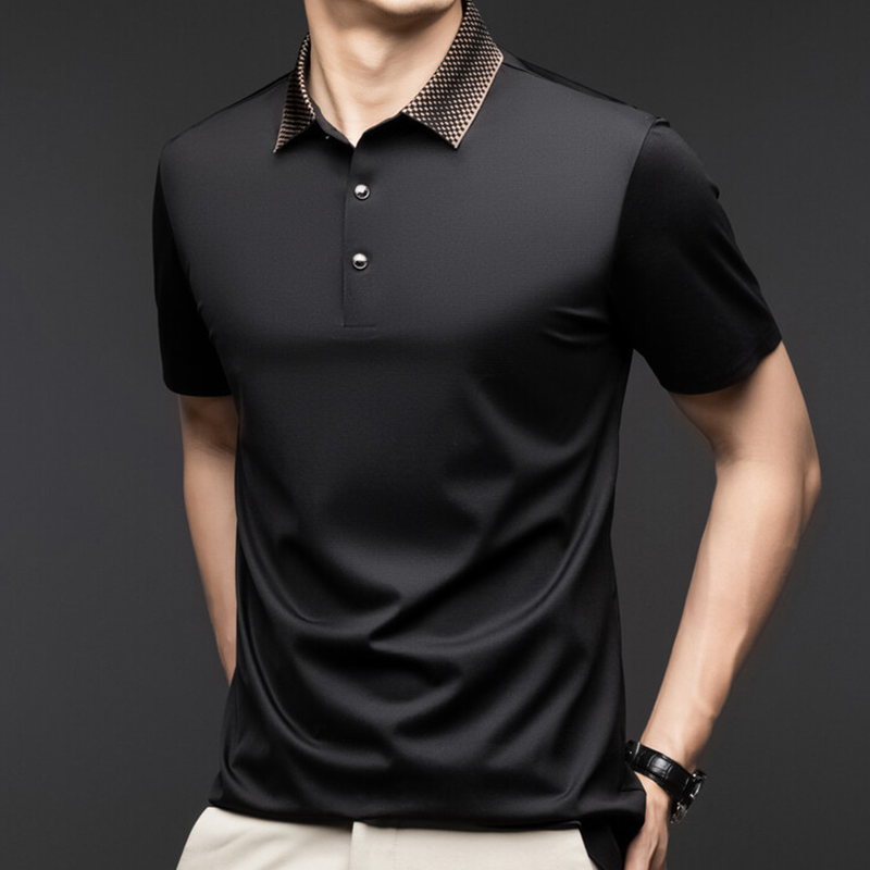 Nero Casual Short Sleeve Lapel Polo