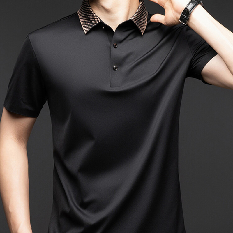 Nero Casual Short Sleeve Lapel Polo