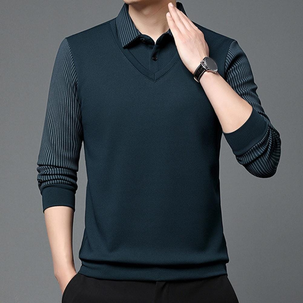 Julian - Elegant Striped Collar Two Piece Shirt