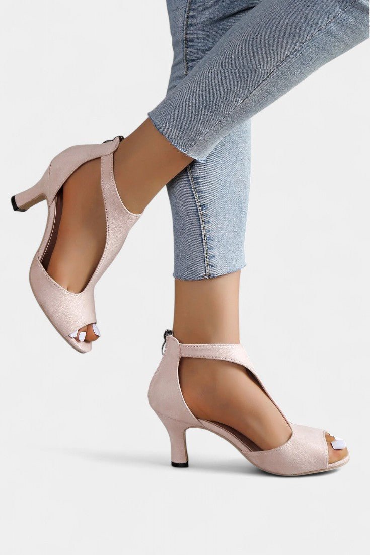 Viola T-Strap Peep Toe Mid-Heel Sandals