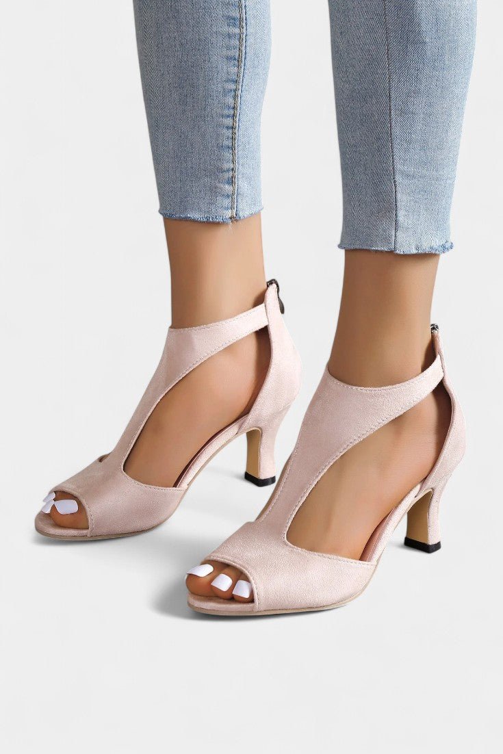 Viola T-Strap Peep Toe Mid-Heel Sandals
