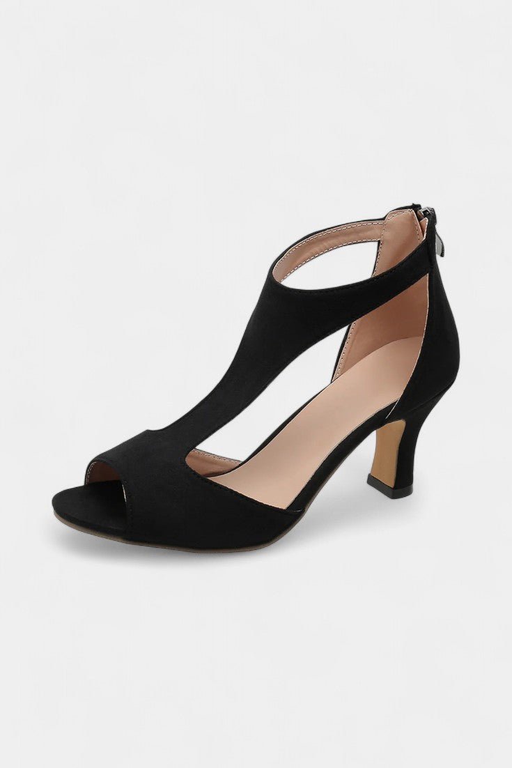 Viola T-Strap Peep Toe Mid-Heel Sandals