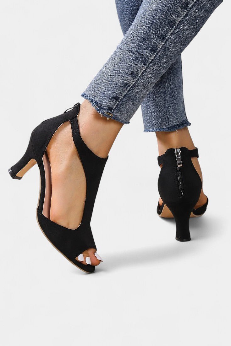 Viola T-Strap Peep Toe Mid-Heel Sandals