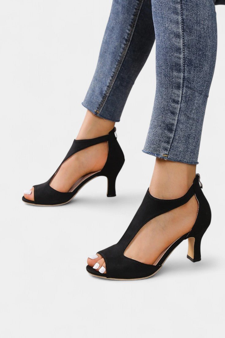 Viola T-Strap Peep Toe Mid-Heel Sandals