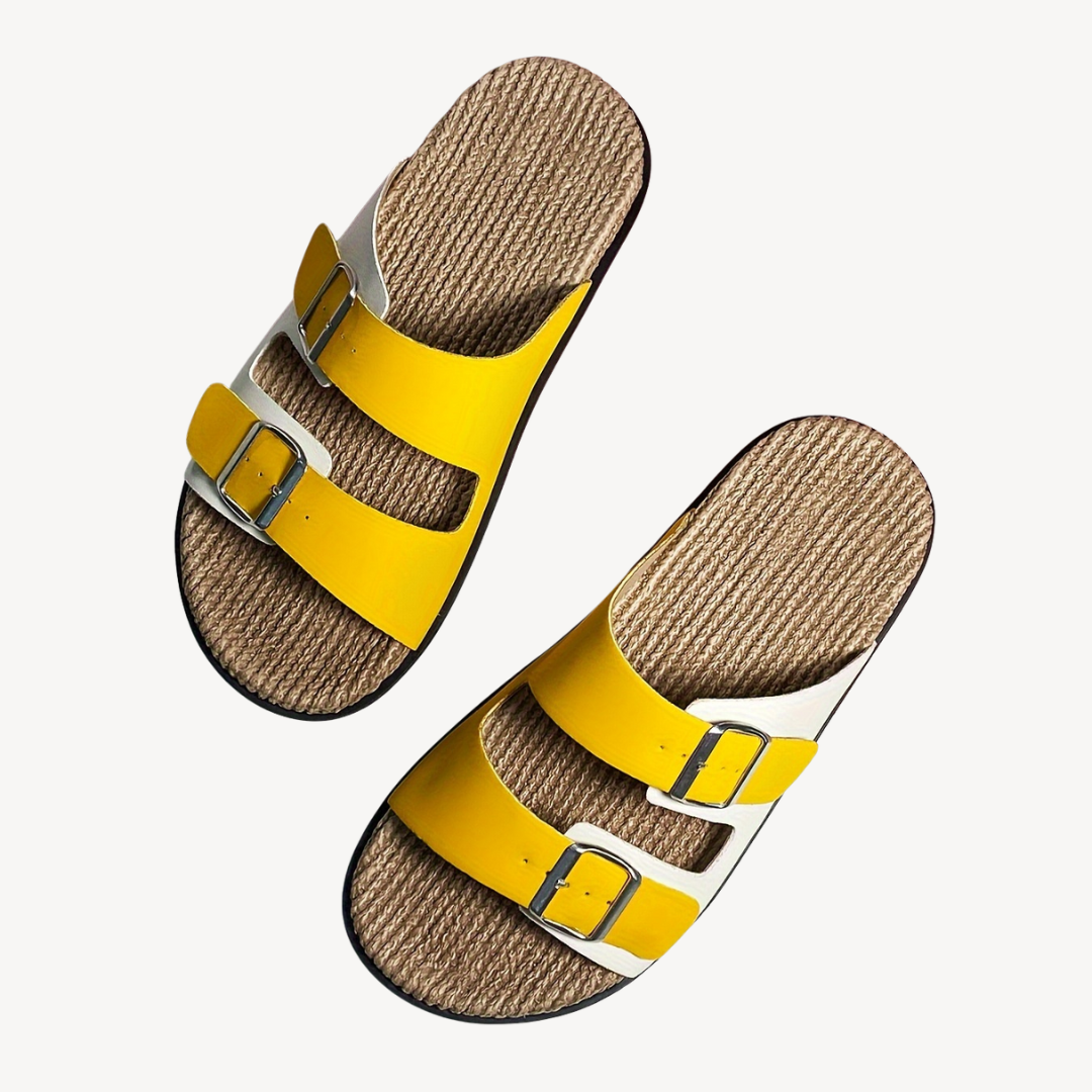 Drako Buckle Faux Suede Slides
